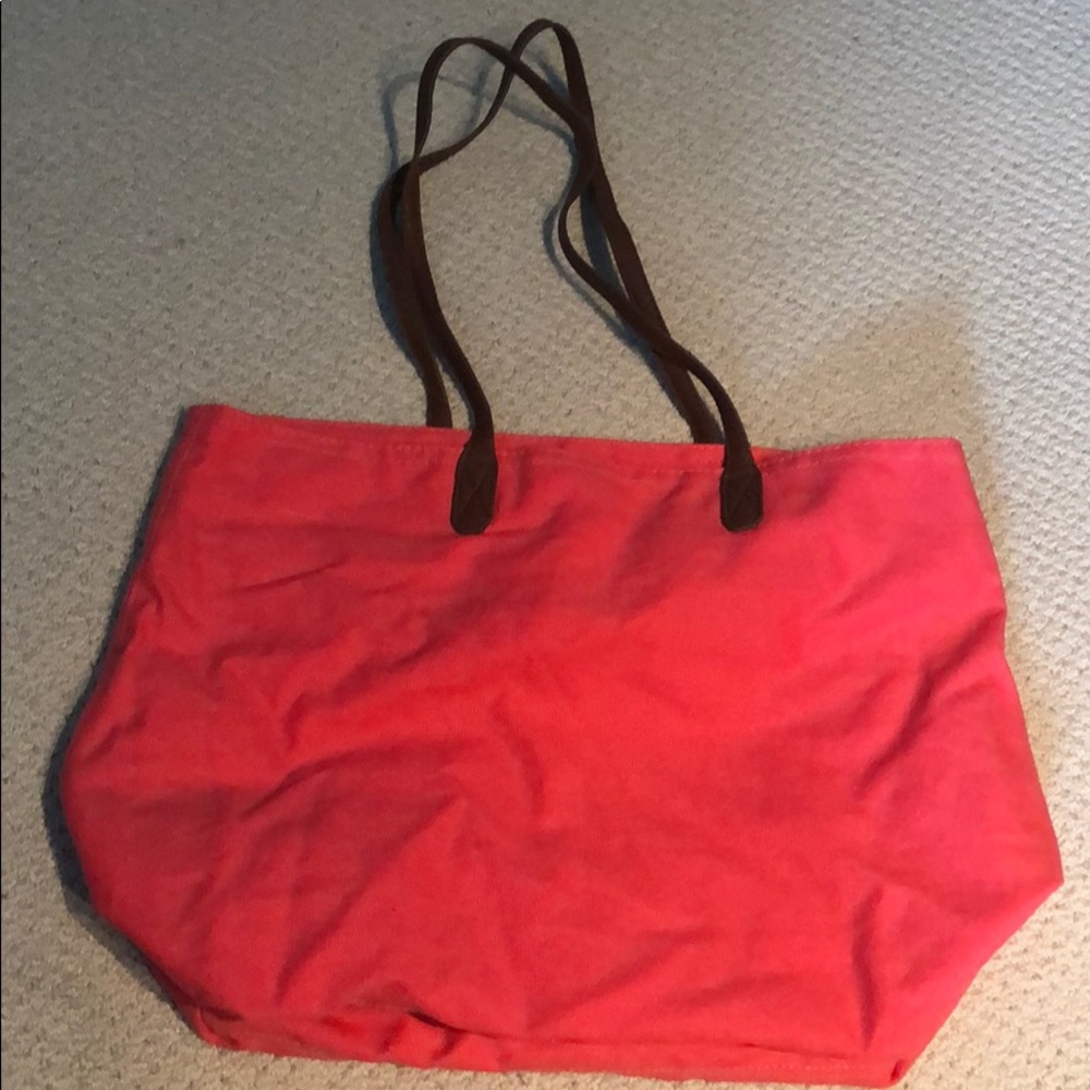 Coral zipper tote bag
